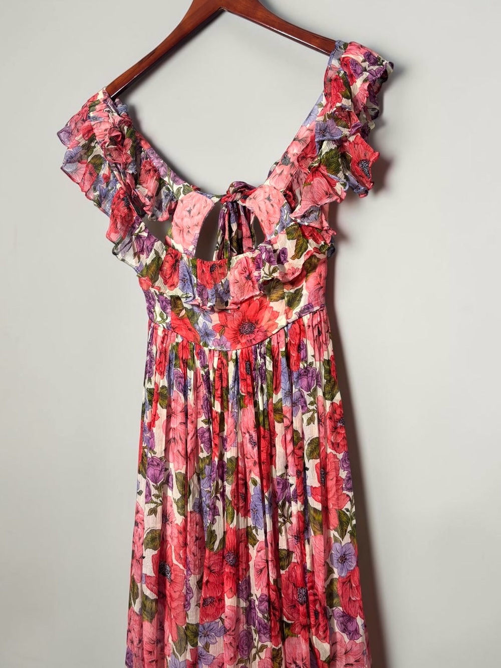 Zimmermann Poppy Frill Edge Midi Dress Crimson Floral Quiet Luxury Designer S - Picture 5 of 12